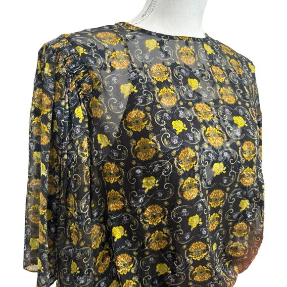 Preen by Thornton Bregazzi Lydia Black/Yellow Floral Print Dress Size S - Picture 4 of 13